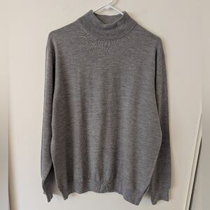 Paul Frederick Men Large 100% Extra Fine Merino Wool Sweater Gray Grunge Grandpa